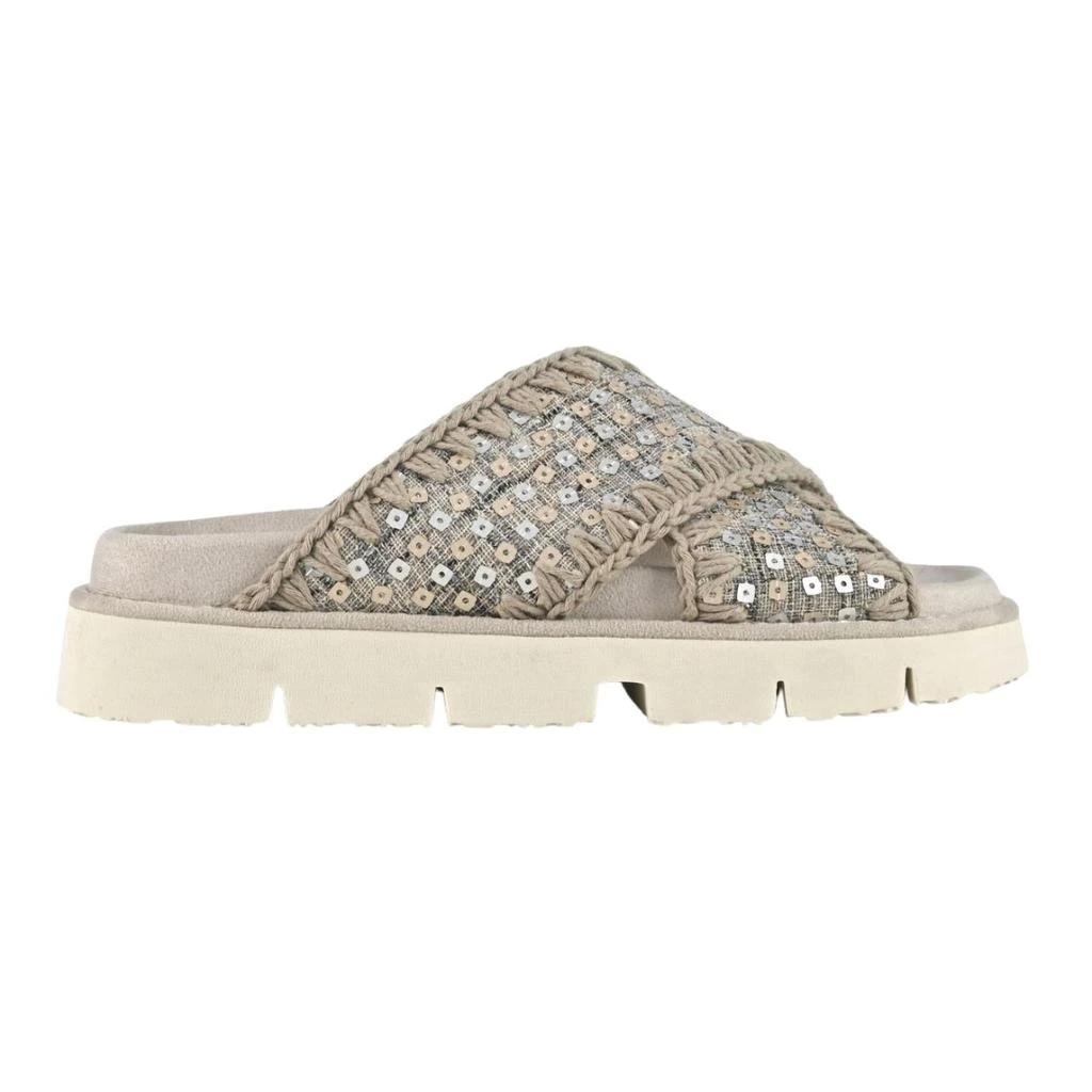 Mou Bio Criss-Cross Leather Sandal In Gold 1