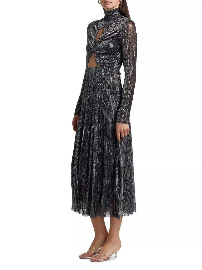 Sabina Musáyev Nalani Metallic Pleated Cut Out Midi-Dress 4