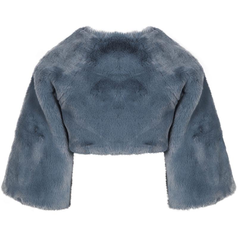 Abel & Lula Cropped faux fur jacket in blue grey