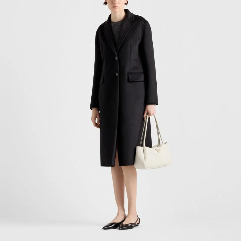 Prada Single-breasted cashgora coat in black 1