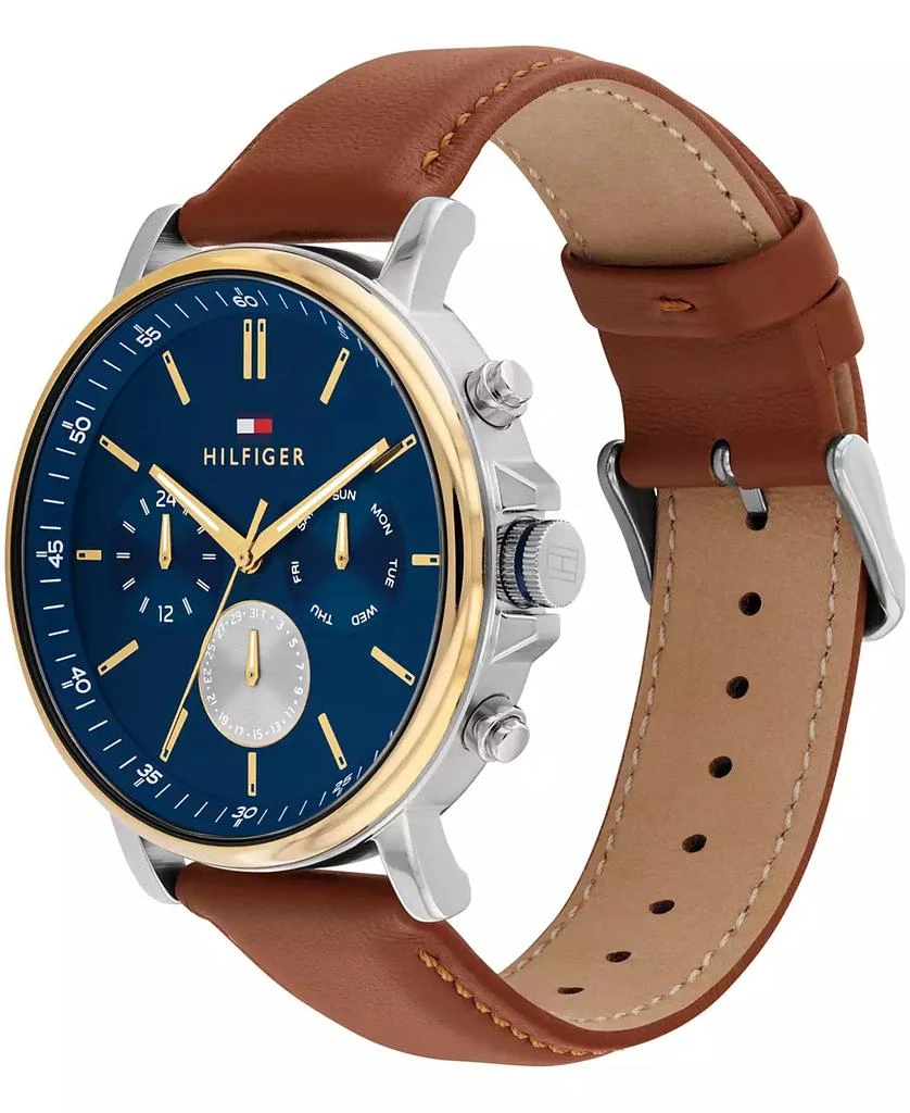 Tommy Hilfiger Men's Multifunction Brown Leather Strap Watch 2