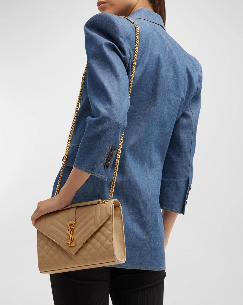 Yves Saint Laurent Envelope Triquilt Medium YSL Shoulder Bag in Grained Leather 4
