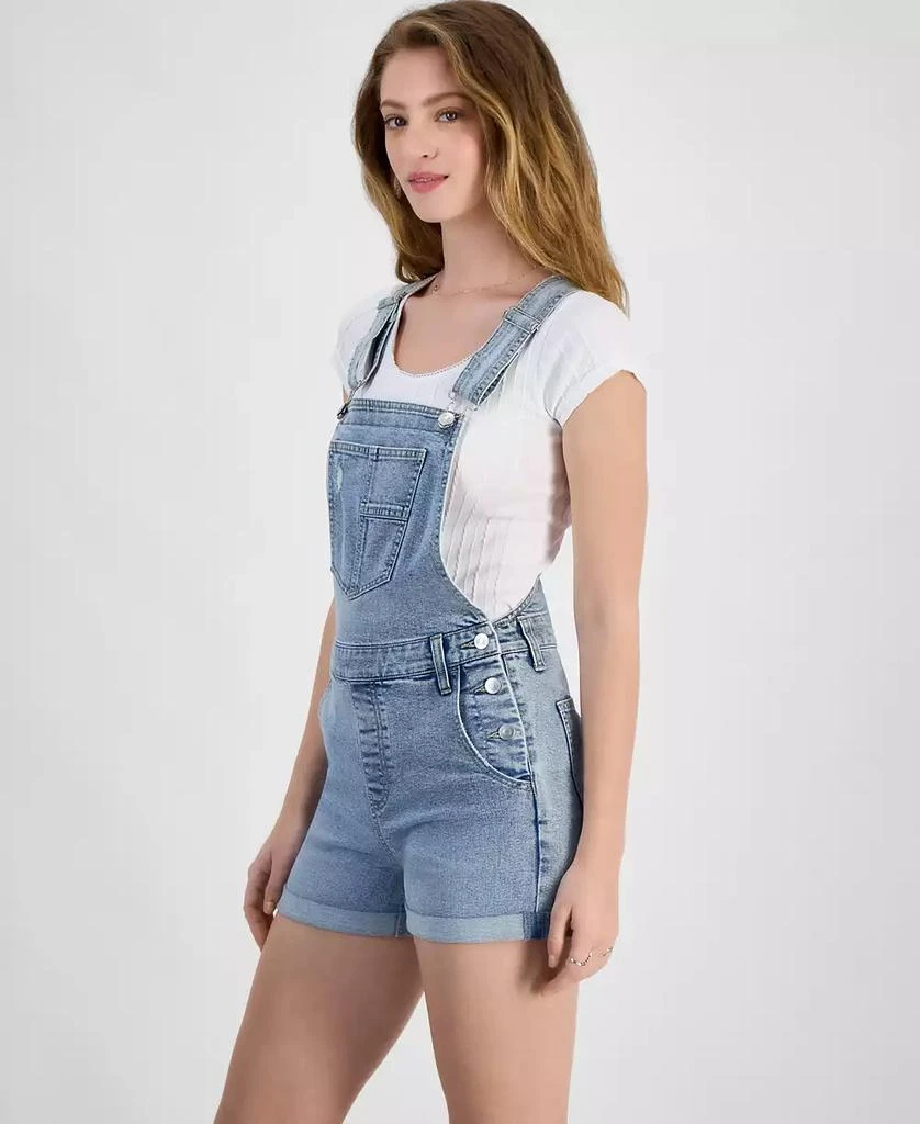 Celebrity Pink Juniors' Roll-Cuff Denim Short Overalls 2