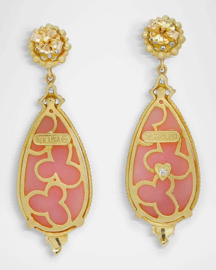 Stambolian 18K Yellow Gold Peruvian Opal Earrings with Diamonds 2