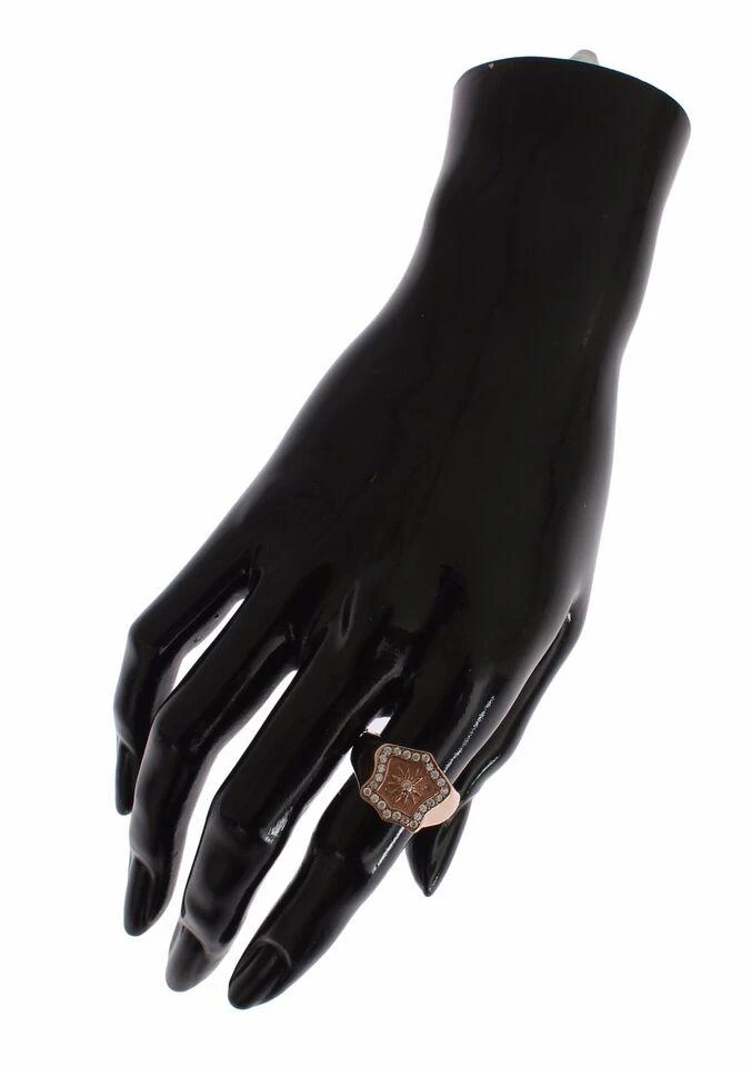Nialaya Nialaya Pink Gold 925 Silver Authentic Clear Ring 9