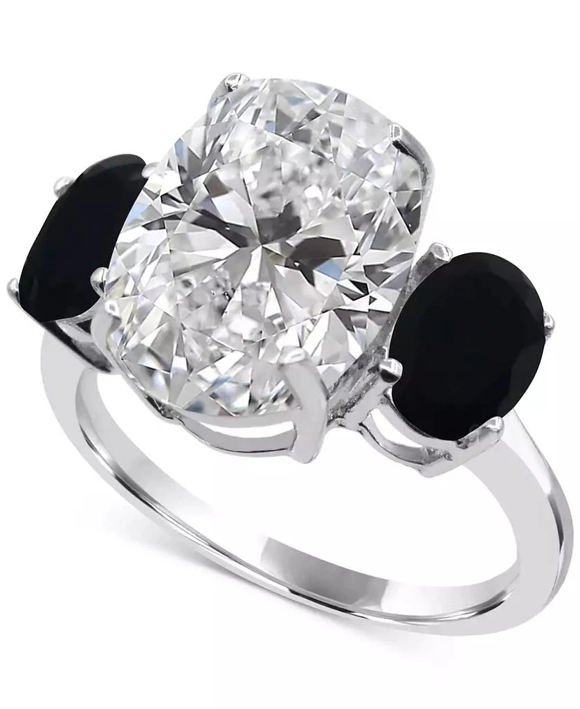 Macy
s White Quartz 4-3/4 ct. t.w. and Black Onyx 2-7 x 5mm Oval Statement Ring in Sterling Silver
