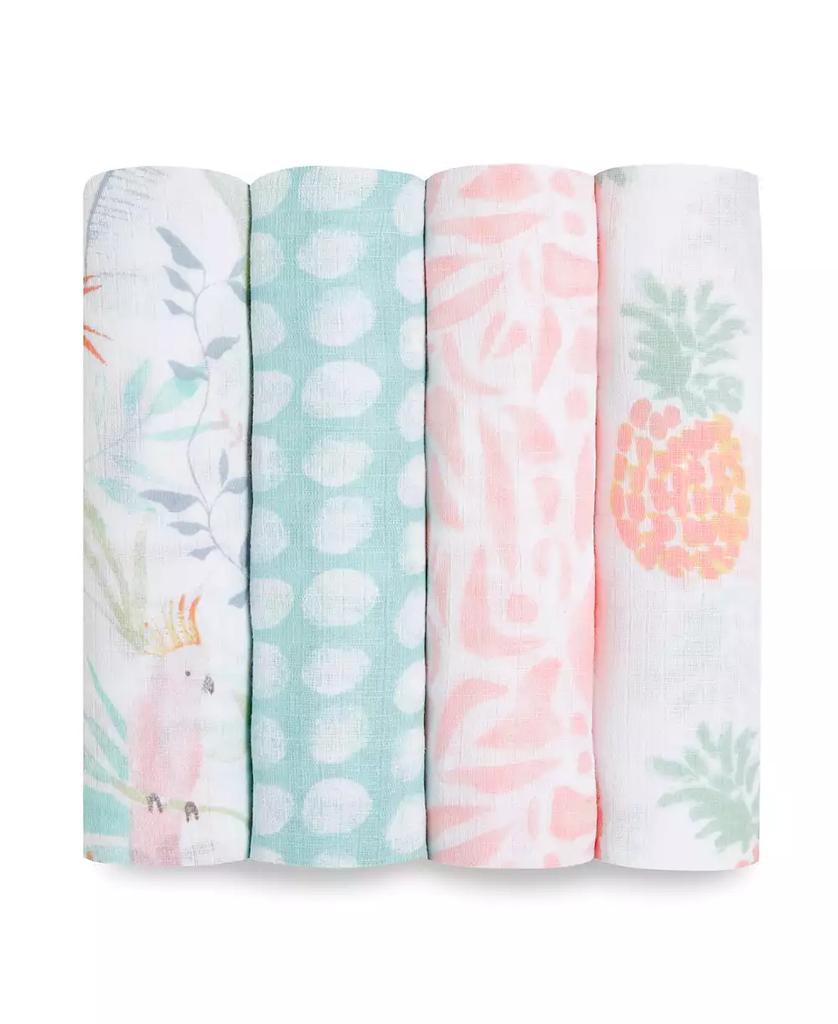 aden + anais Baby Girls Tropical Swaddle Blankets, Pack of 4