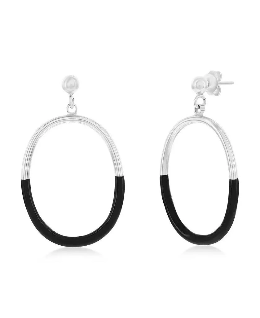 Simona Sterling Silver or Gold Plated over sterling silver , Enamel Oval Earrings