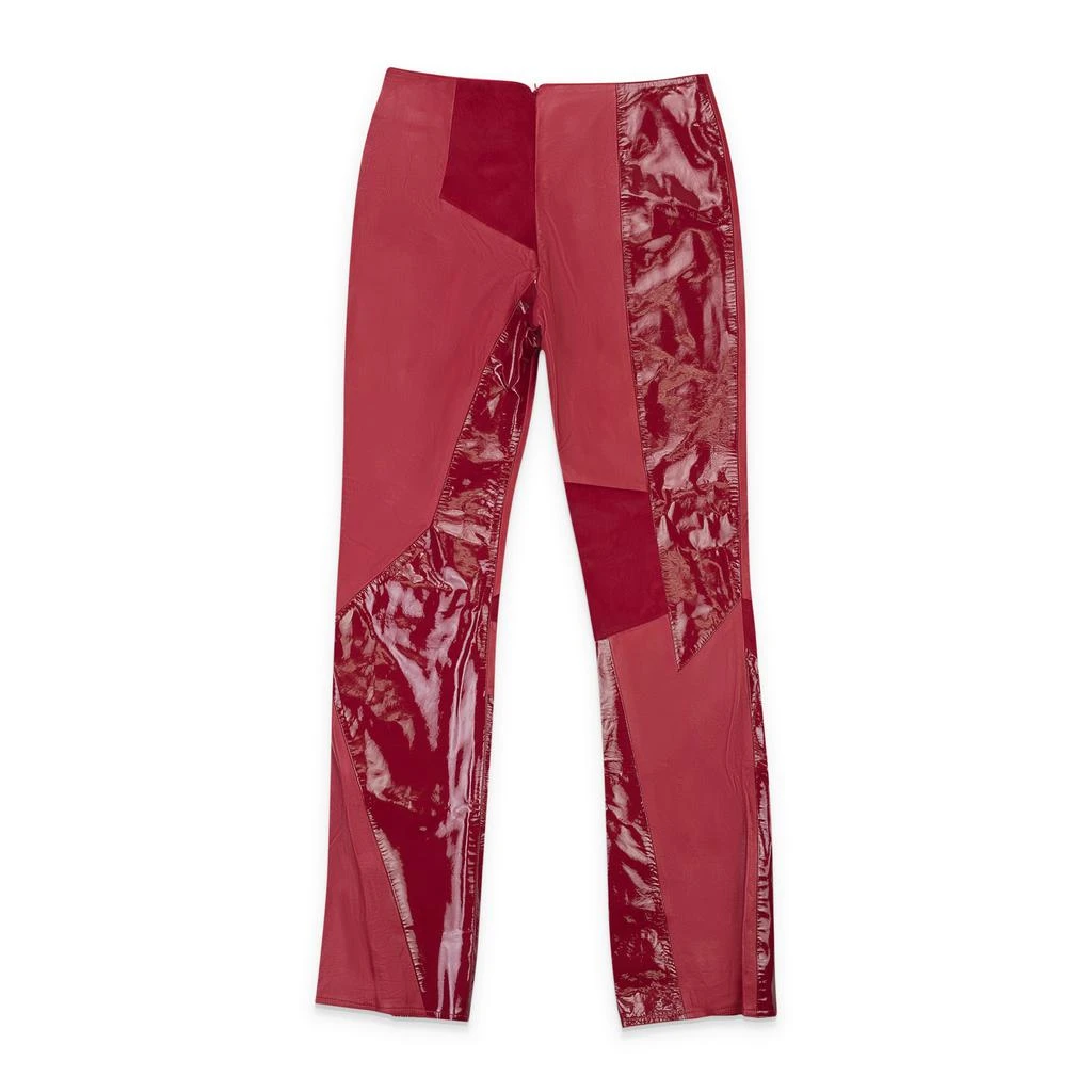 Sos Steve Smith SOS STEVE SMITH LEATHER PATCHWORK RED WOMEN'S BOOTCUT JEANS 2