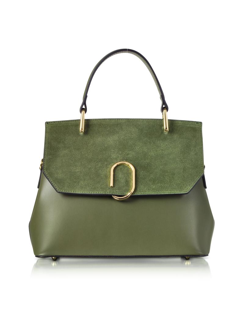 LePARMENTIER Paris Thais Suede and Leather Satchel Bag