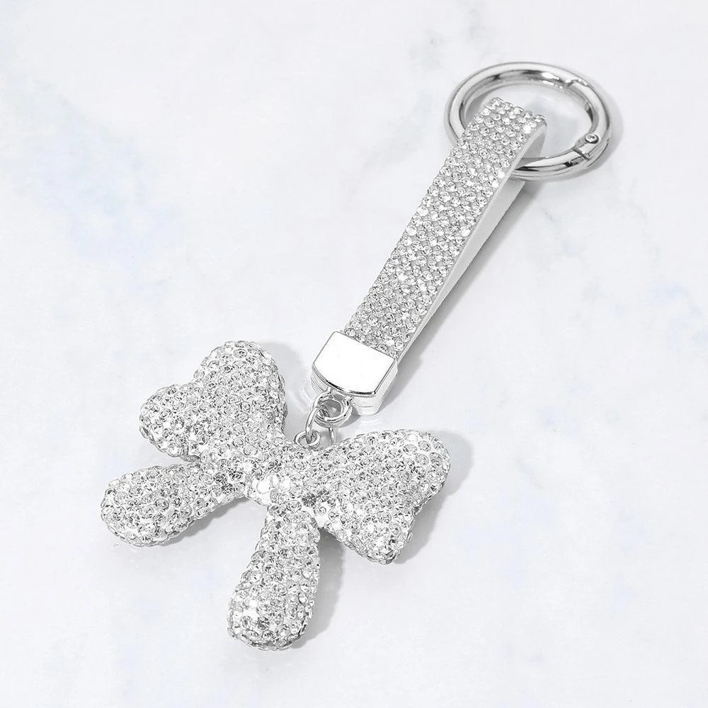 FASHNZFAB Bling Studded Bow Keychain Bag Charm