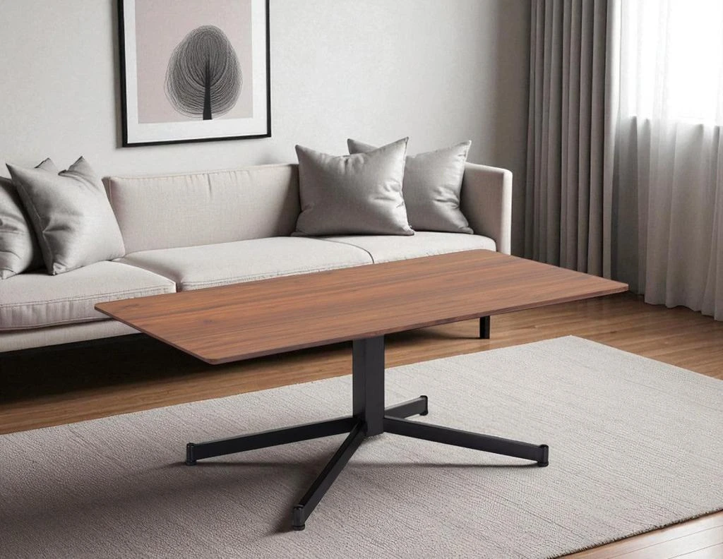 Hivvago 48" Brown and Black Wood and Steel Pedestal Coffee Table