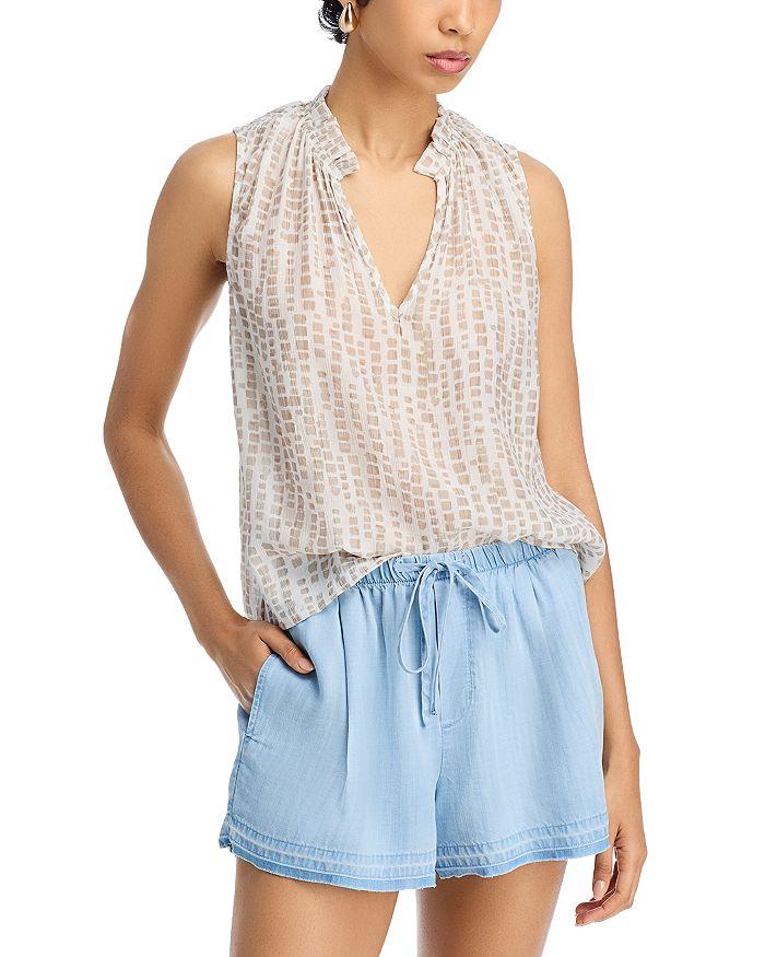 Bella Dahl Ruffle Neck Printed Tank Top