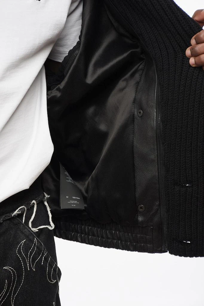 Yves Saint Laurent Saint Laurent Leather Bomber With Knitted Sleeves And Collar 5