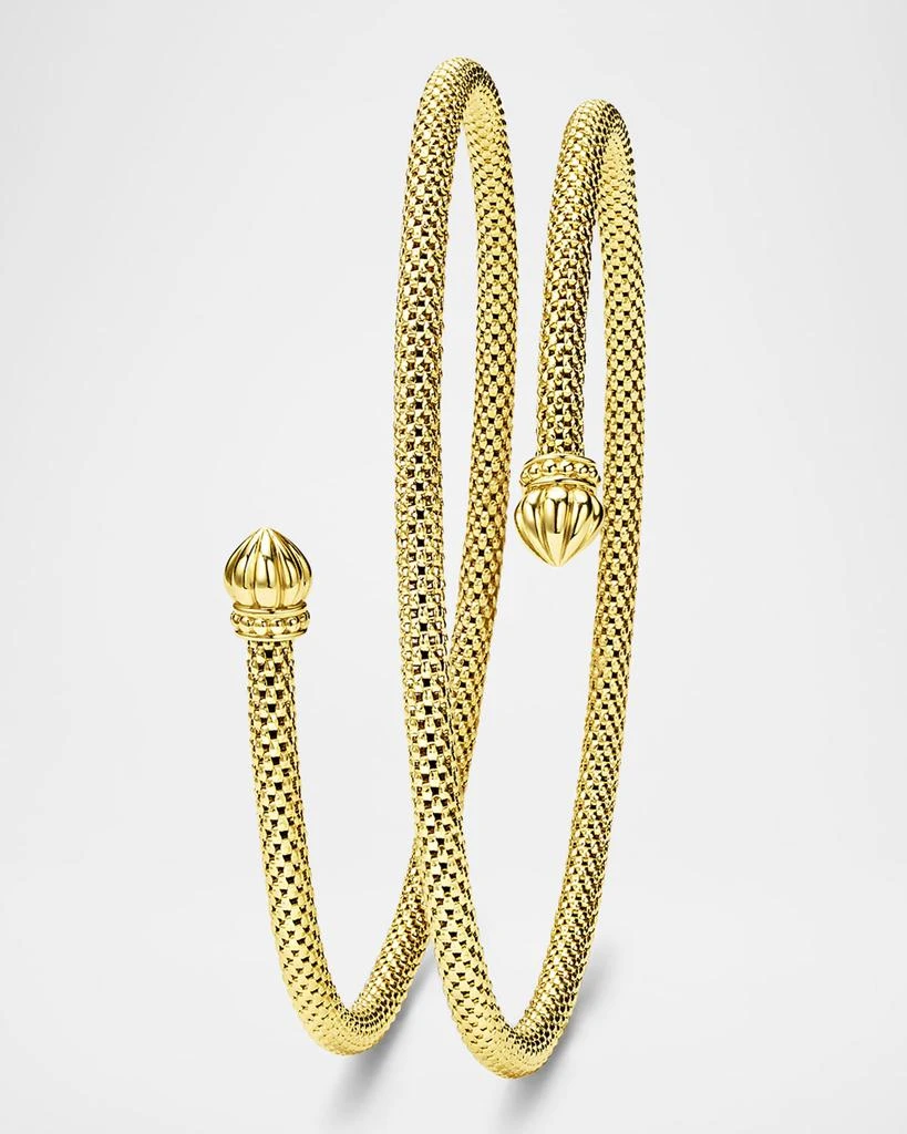 LAGOS 18K Gold Signature Caviar 7mm Endcap Double Wrap Bracelet 5