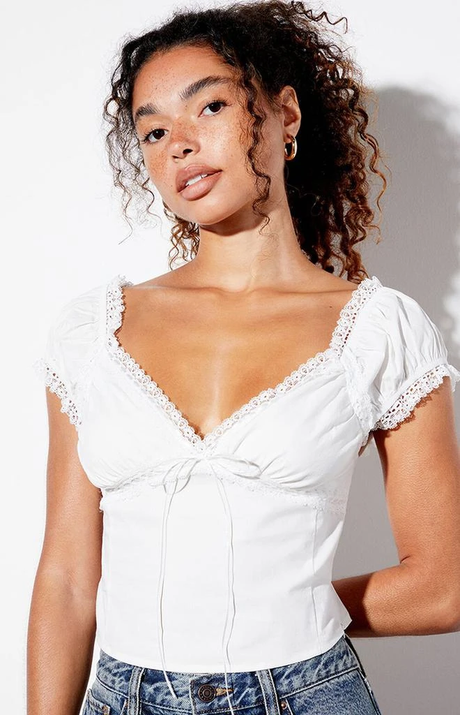 LA Hearts Lace Trim Tie Front Top 5