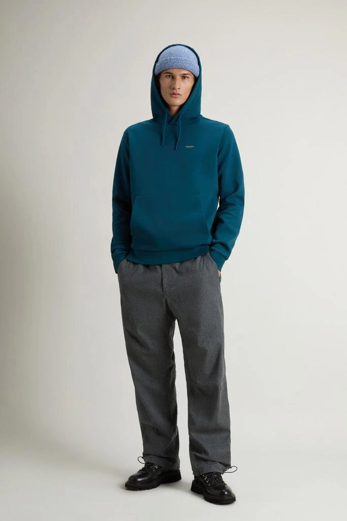 Woolrich Hooded Sweatshirt in Cotton-Blend Interlock - Men - Blue 2