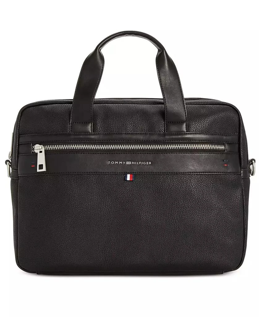 Tommy Hilfiger Men
s Pebble Faux-Leather Leo Briefcase 1