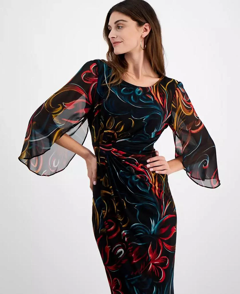 Connected Women's Chiffon Cape-Sleeve Sheath Dress 3