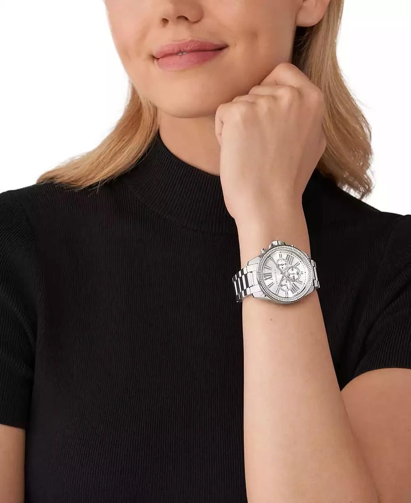 Michael Kors Women's Wren Chronograph Silver-Tone Stainless Steel Watch 42mm 3