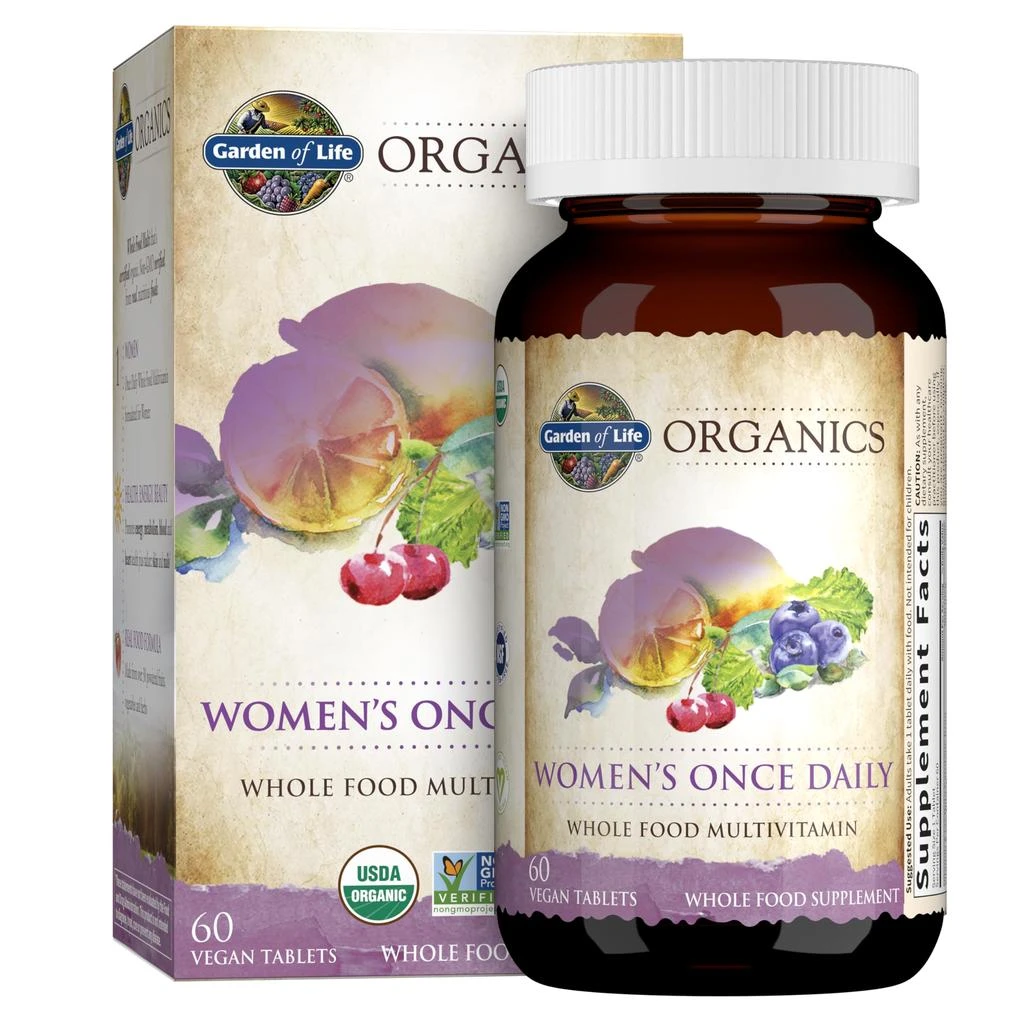 Garden of Life Garden of Life Organics Multivitamin for Women - Women
s Once Daily Multi - Whole Food Multi with Iron, Biotin, Vegan Organic Womens Multivitamin for Health, Energy Hair Skin and Nails, 60 Tablets