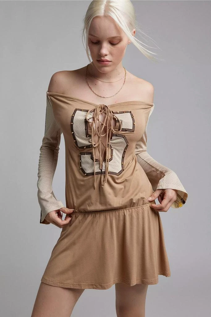 Jaded London Jaded London Maia Lace Up Varsity Number Mini Dress 1