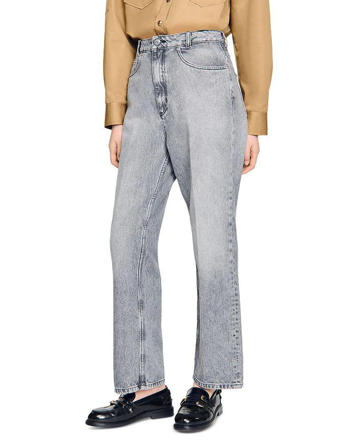 Sandro Bibi Low Rise Straight Leg Jeans in Grey 1