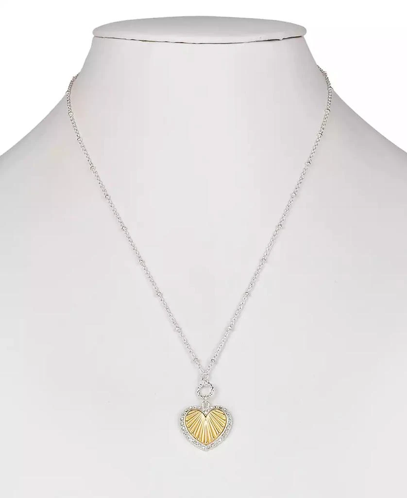 Patricia Nash Two-Tone Sunray Texture Heart Pendant Necklace, 18" + 3" extender 3