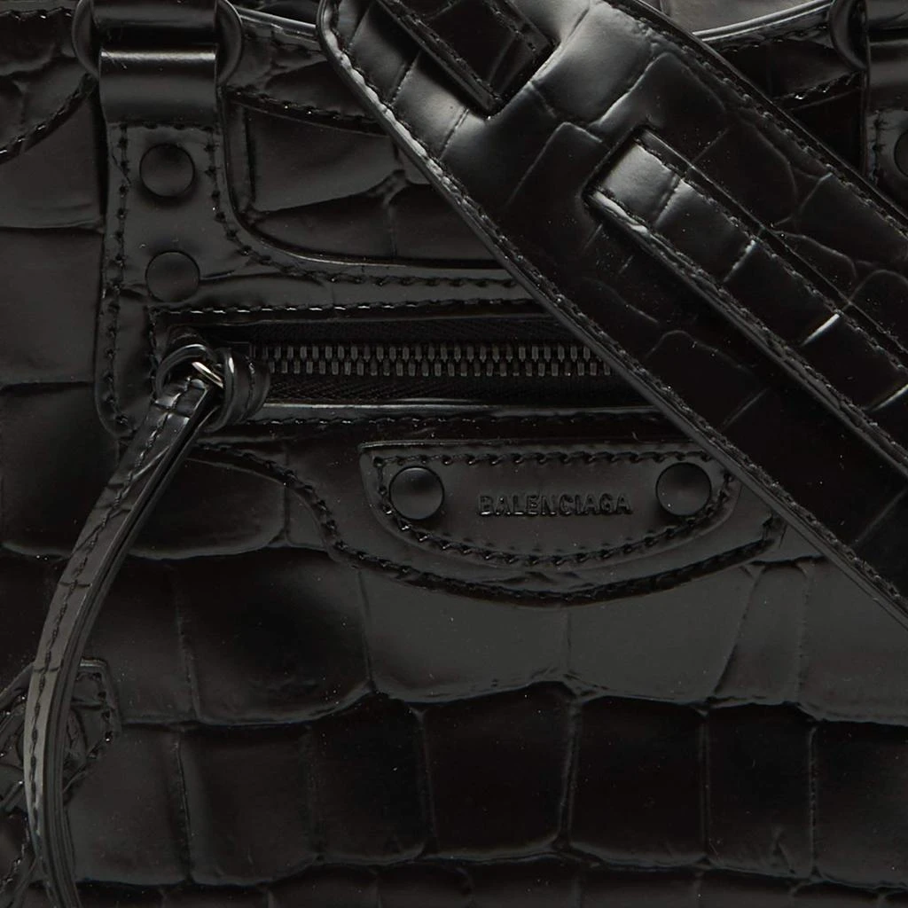 Balenciaga Balenciaga Black Croc Embossed Leather Mini Neo Classic Shoulder Bag 5