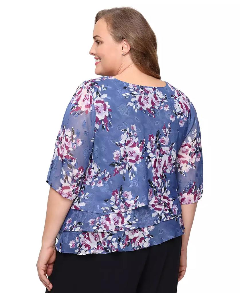 Alex Evenings Plus Size 3/4-Sleeve Chiffon Top