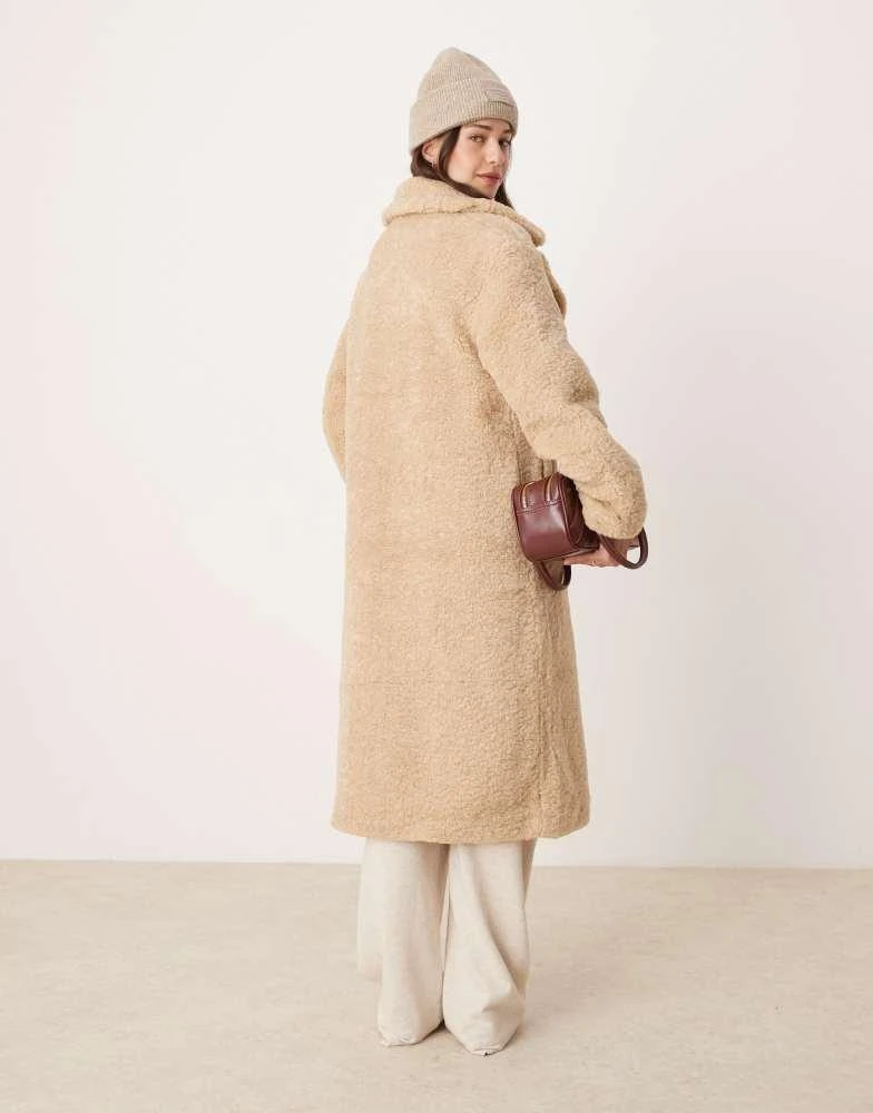 Glamorous Glamorous beige faux fur long coat 4