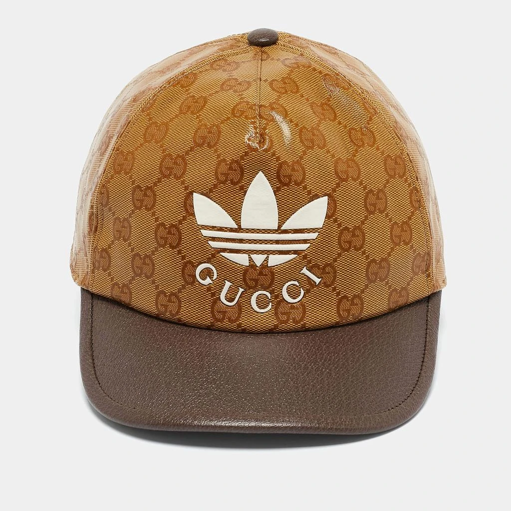 Gucci x Adidas GG Canvas Baseball Hat size L Gucci X Adidas Green GG Supreme Coated Canvas Baseball Cap L  main image 4