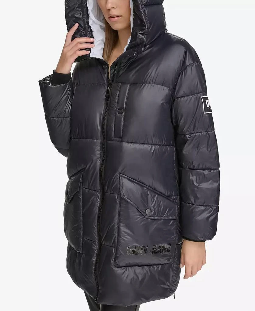 DKNY Women's Wet Shine Hooded Puffer Jacket 4