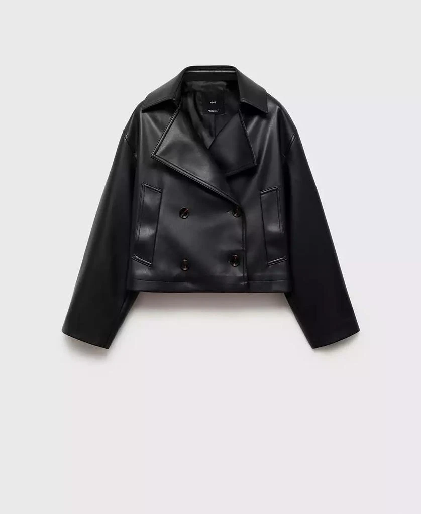 Mango Women's Leather Effect Crop Jacket 1
