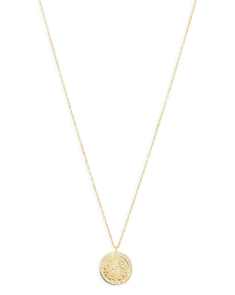 Argento Vivo G Hamsa Pavé Evil Eye Pendant Necklace in 14K Gold Plated Sterling Silver, 16"-18" 3