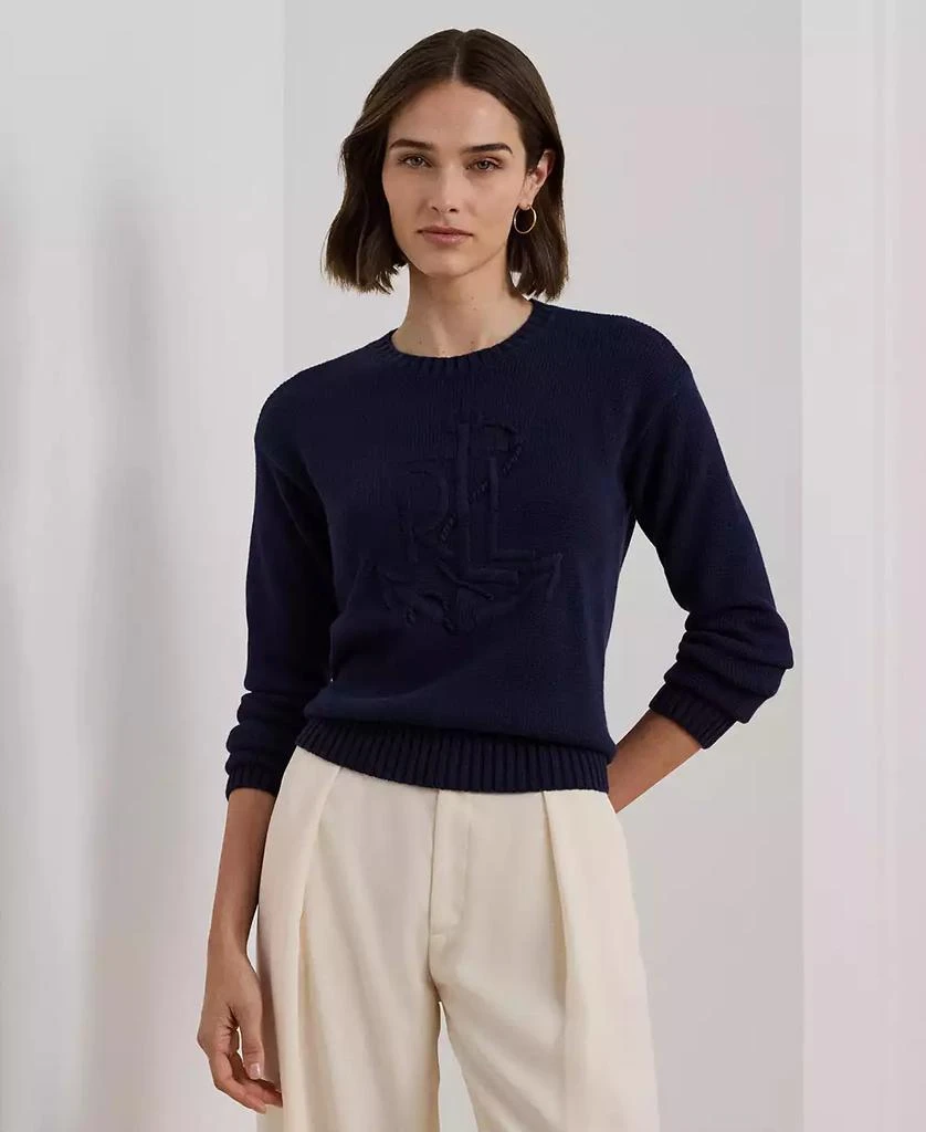 Ralph Lauren Women's Anchor-Logo Combed Cotton Sweater 1