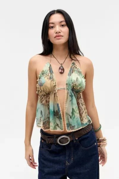 Out From Under Out From Under Leopard Open Front Chiffon Cami 1