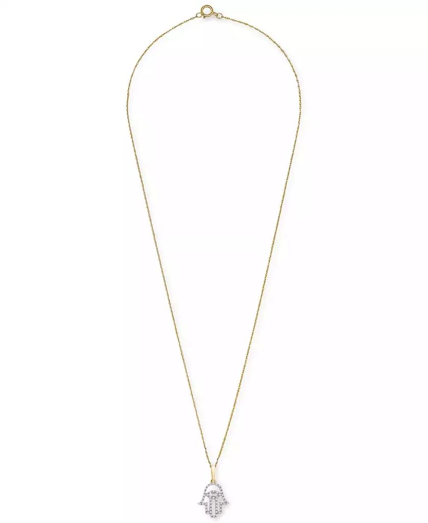 Wrapped Diamond Hamsa Hand 18" Pendant Necklace (1/10 ct. t.w.) in 10k Yellow or White Gold, Created for Macy's 3