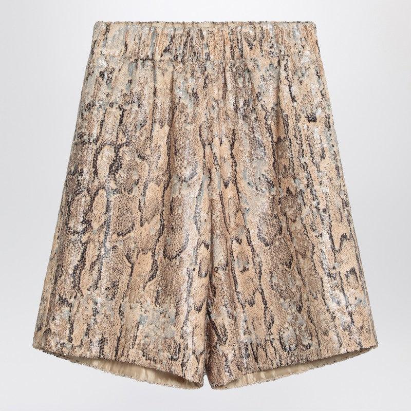 Dries Van Noten Women's Bermuda Shorts With Snake-Effect Sequins