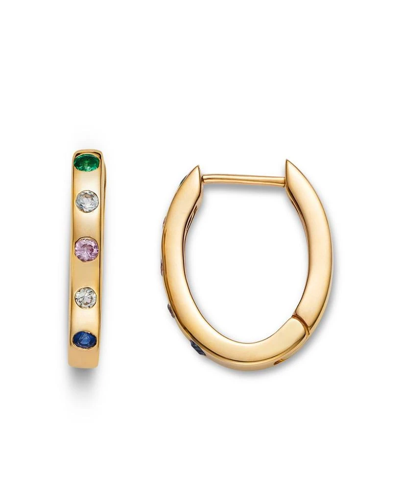 Moon & Meadow 14K Yellow Gold Multi Gemstone Huggie Hoop Earrings - Exclusive 3