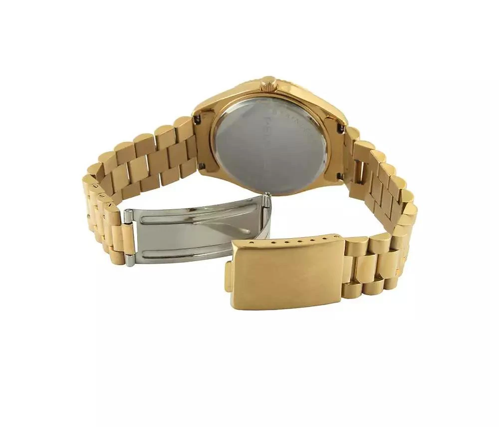 Peugeot Men's 40mm Black Face Fluted Bezel Gold Bracelet Watch 2