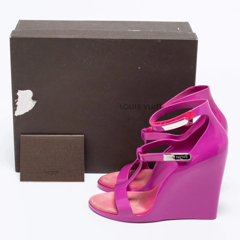 Louis Vuitton Louis Vuitton Purple Rubber Ankle-Strap Wedge Sandals Size 37 9
