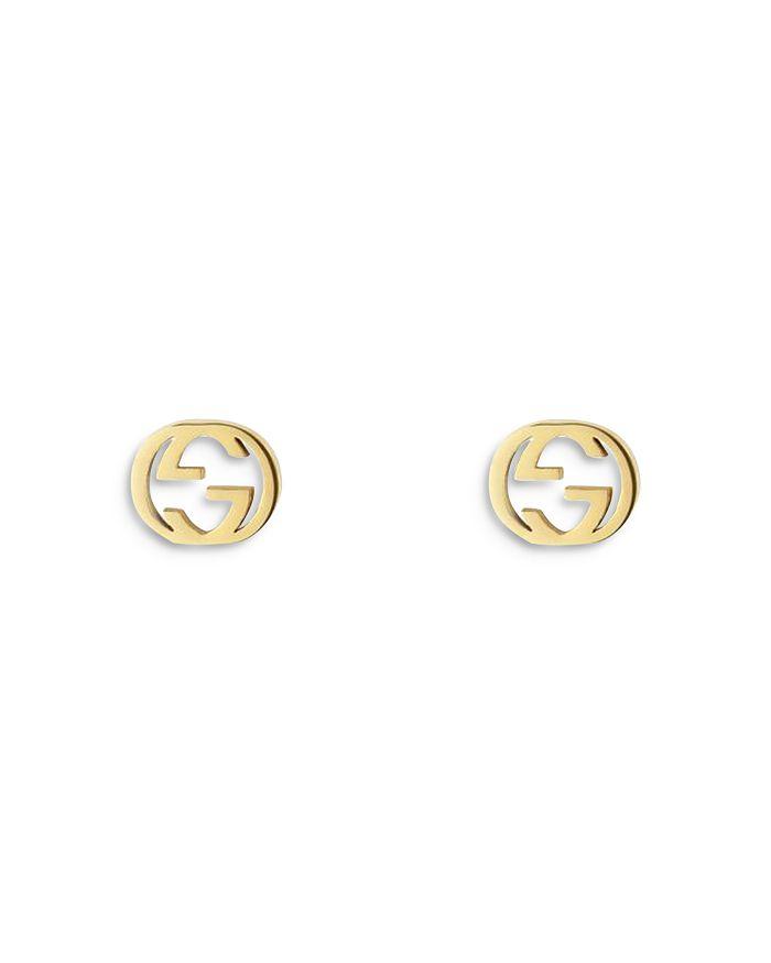 Gucci 18K Yellow Gold Interlocking G Stud Earrings