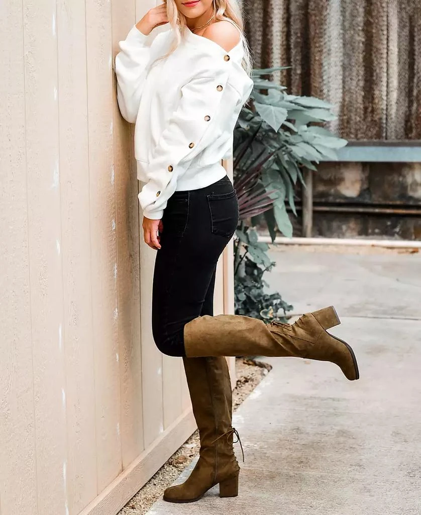 Journee Collection Women's Leeda Lace Up Detail Knee High Boots 8