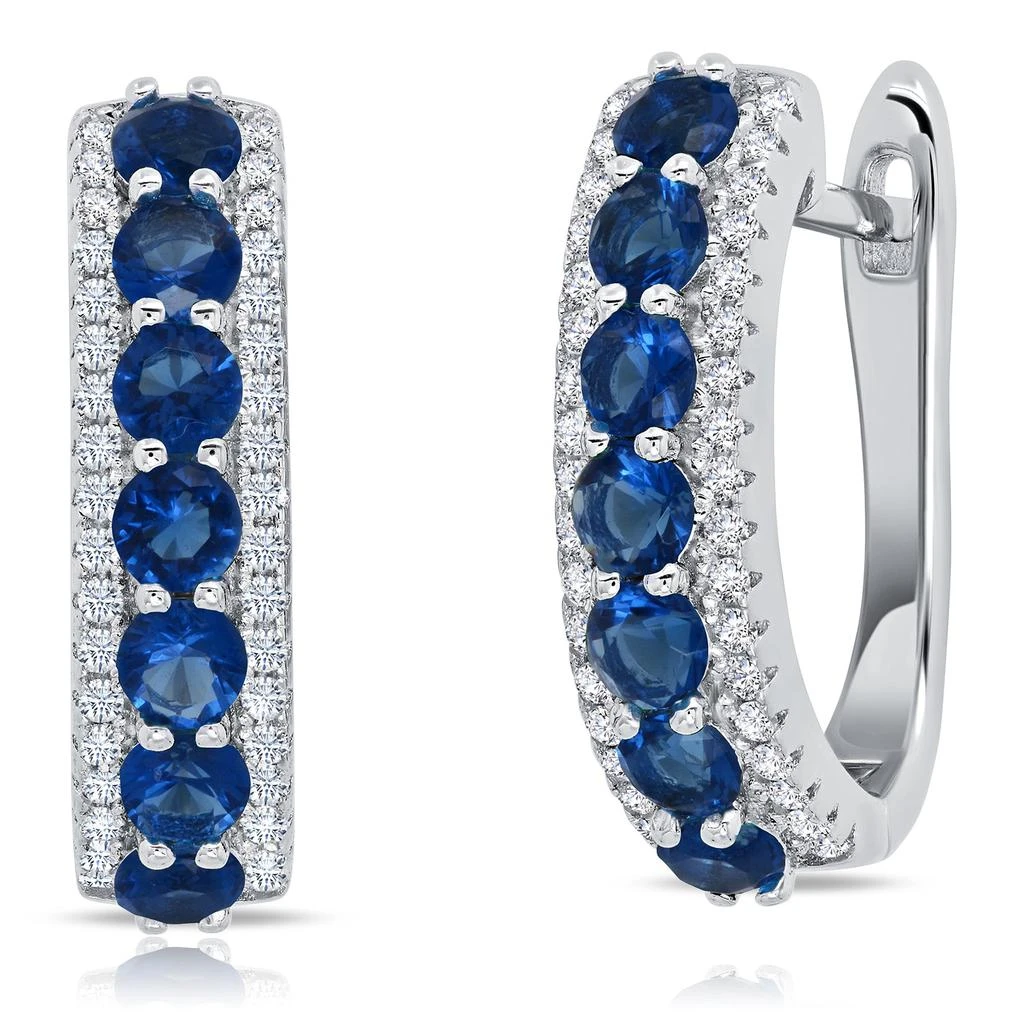 MaxColor 925 Sterling Silver Simulated Ruby Round Hoop Earrings, 0.75 inches 7