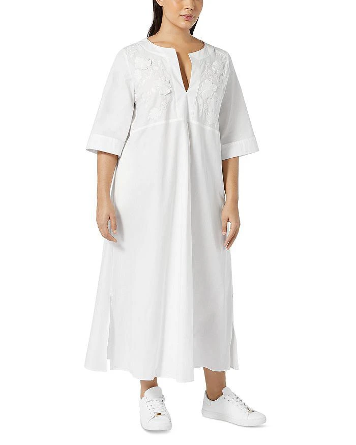 Marina Rinaldi Uscita Opossum Embroidered Split V Neck Dress 1