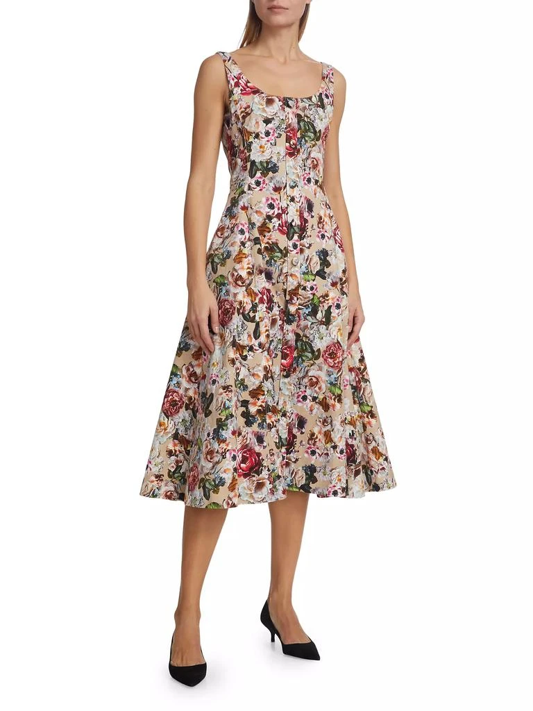 Adam Lippes Button-Front Floral Dress 3