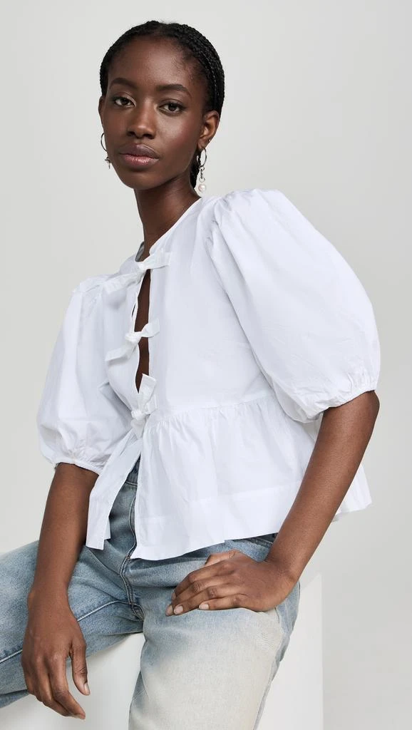 Ganni Cotton Poplin Peplum Blouse 1