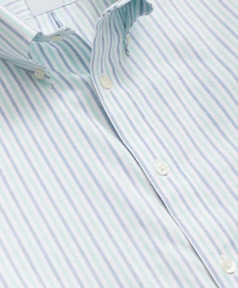 Brooks Brothers Stretch Cotton Non-Iron Oxford Polo Button-Down Collar, Alternating Stripe Shirt