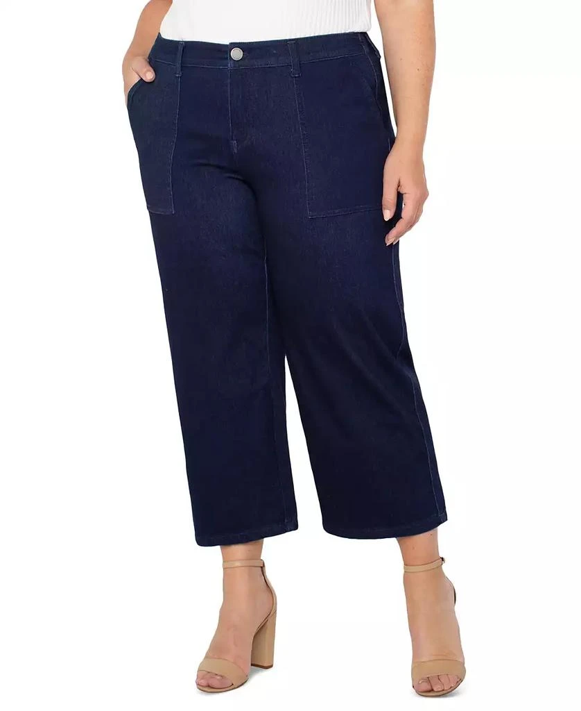 Liverpool Liverpool Plus Size Cropped Wide-Leg Denim Cargo Pants 3